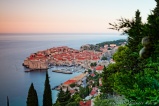 View on Dubrovnik old town at dawn.